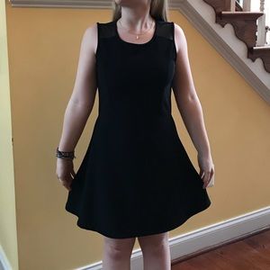 Black Mesh Keyhole Skater Dress